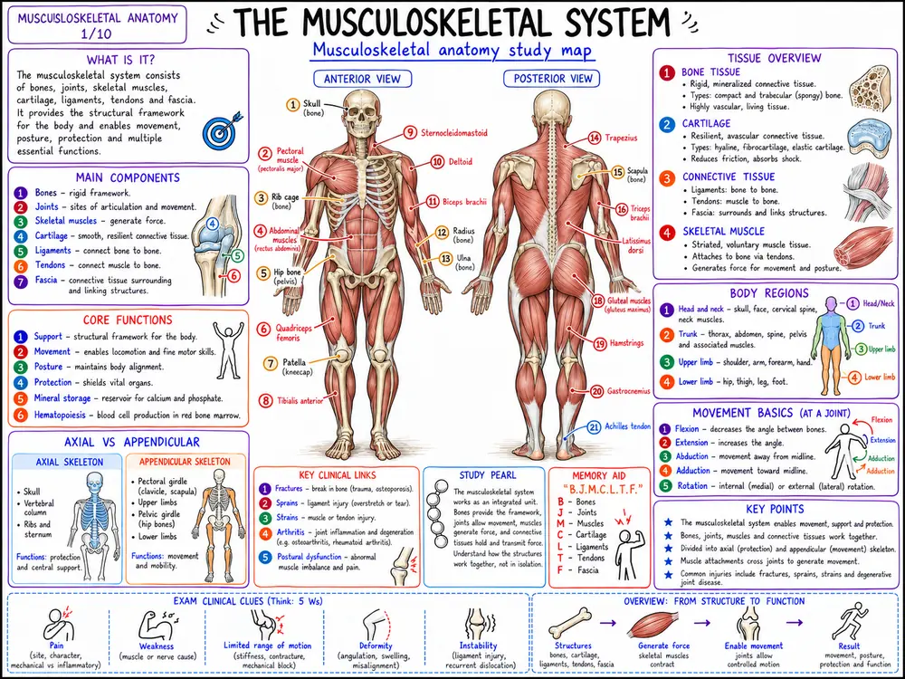 Musculoskeletal anatomy visual mind map