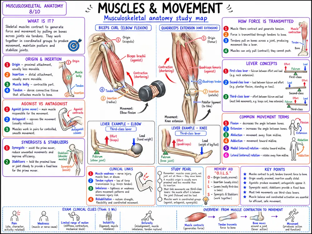 Musculoskeletal anatomy visual mind map